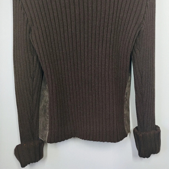 Kim Rogers Suede Leather Jacket Womens XL Brown Ribbed Knit Fisherman Preppy - Picture 7 of 14